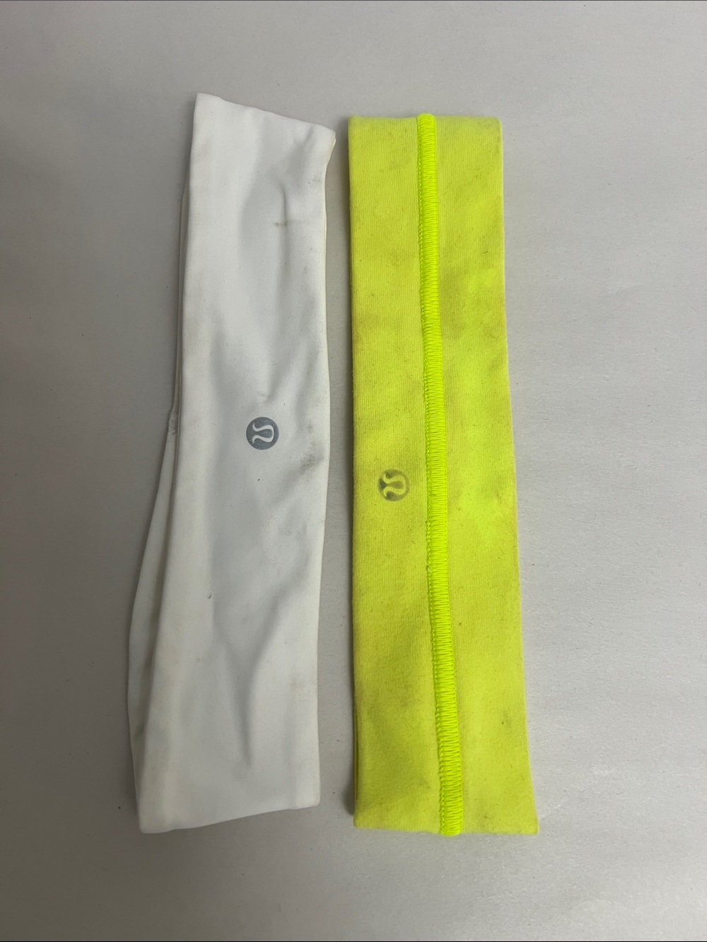 Lululemon Reflective Logo Headbands - White & Neon Yellow OS